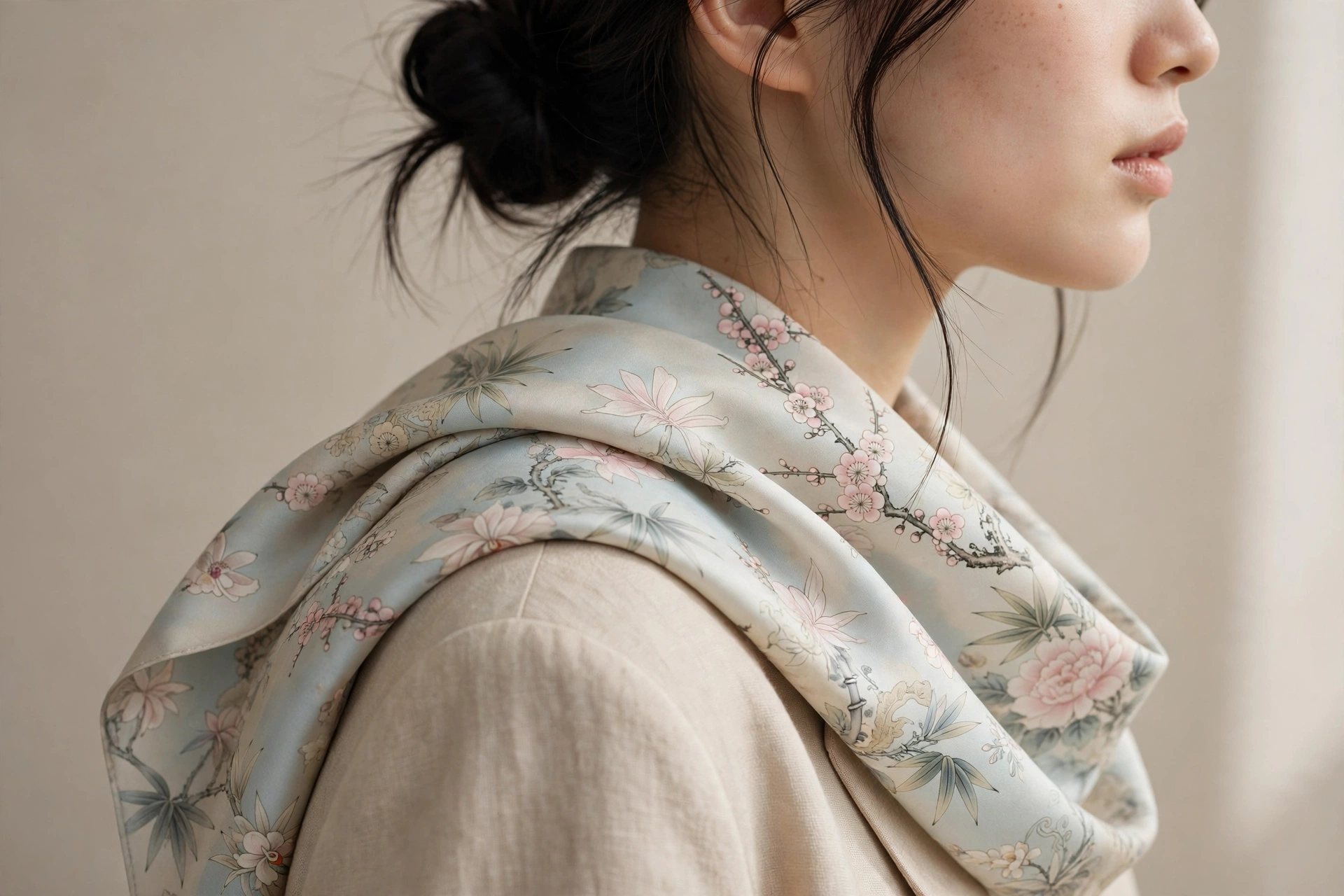 Printed silk scarf